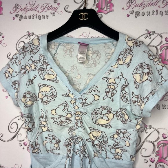 Disney bunny tshirt cinched vneck baby cotton candy blue adorable y2k tee π - Picture 4 of 6